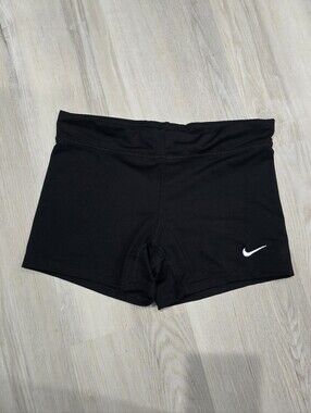 Nike Girls Black Bike Shorts with White Swoosh Size XL Volley Ball Gymnastics